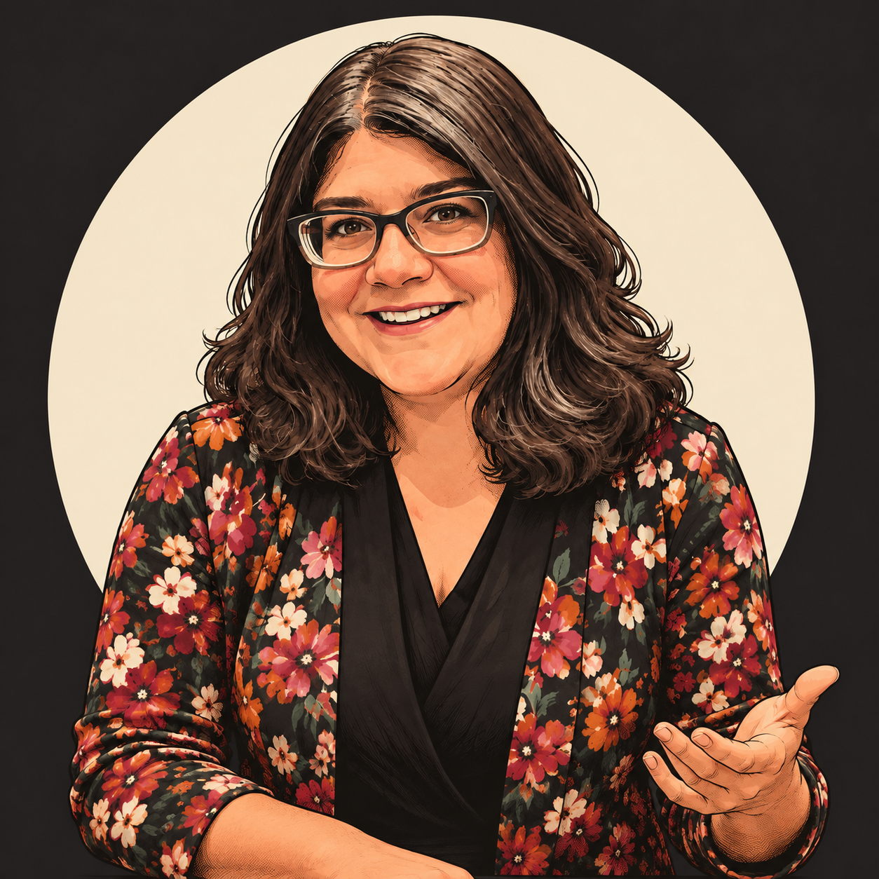 Illustrated portrait of Jennifer Griveas