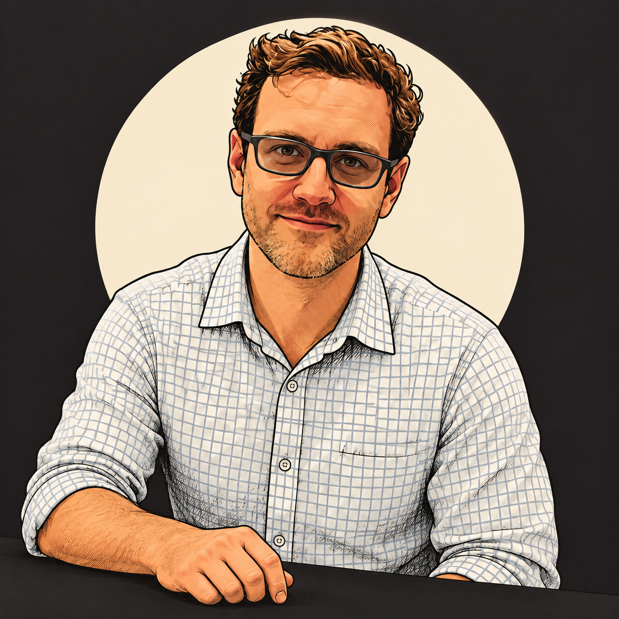 Illustrated portrait of Michael Gray